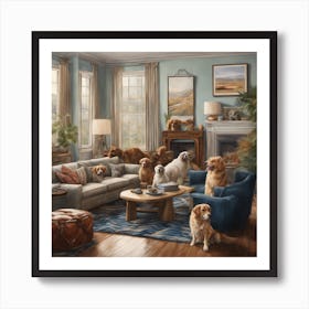 Dogs and The Living Room Art Print