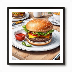 Burgers And Fries 7 Art Print