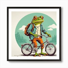 Frog On A Bicycle Art Print