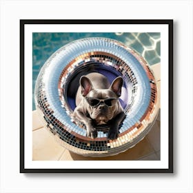 Disco Ball Dog 1 Art Print