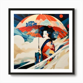 Japanese woman with an umbrella 3 Art Print
