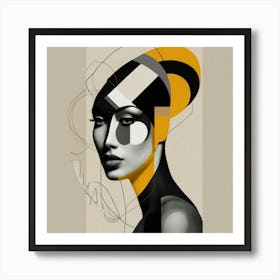 Abstract Woman Canvas Print, Wall Art Deco Minimalist modern art Geometric shapes  Individual patterns human face Art Print