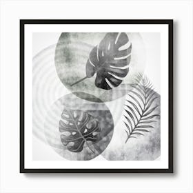 Vintage Retro Boho Background Leaves Botanical Art Print