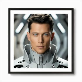 3d Photography, Model Shot, Man In Future Wearing Futuristic Suit, Beautiful Detailed Eyes, Professional Award Winning Portrait Photography, Zeiss 150mm F 2 2 Art Print