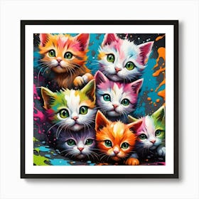 Colorful Kittens Art Print