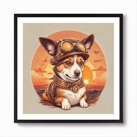 Steampunk Corgi 2 Art Print