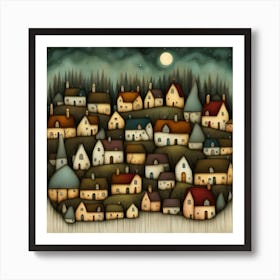 Night In The Village 1 Art Print
