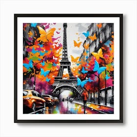 Paris With Butterflies 26 Art Print