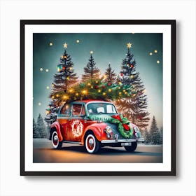 Christmas Car Art Print