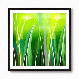 Green Grass A Blue Sky And A Background Of Calm Colors Suitable As A Wall Painting With Beautifu (3) Art Print