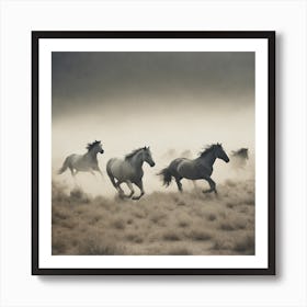 Horses show us freedom, running wild, dusty  Art Print