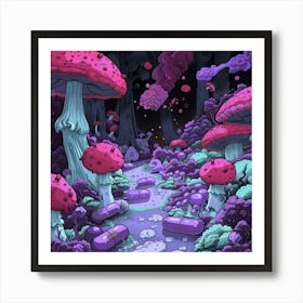 Mushroom Forest 3 Art Print