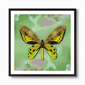 Mechanical Butterfly The Tithonus Birdwing Ornithoptera Tithonus On A Green Background Art Print