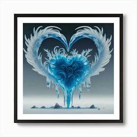 Heart silhouette in the shape of a melting ice sculpture 5 Art Print