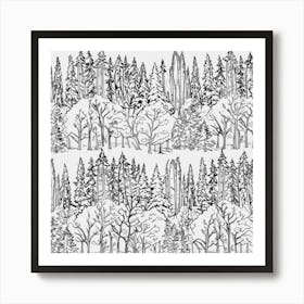 Landscape Trees Black And White Art Print