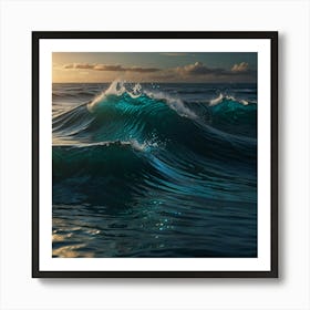 Ocean Waves At Sunset Art Print