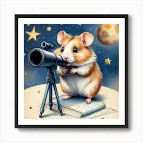 Hamster Looking At The Stars Art Print