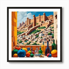 Mehrangah Fort Outlook, India Cubism Style Art Print