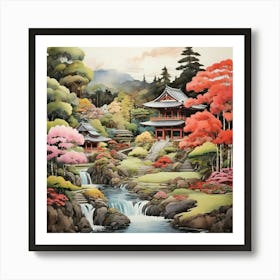 Kairakuen Gardens Japan Painting 2 Art Print 2 Art Print