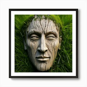 Firefly Weathered, Furrowed, Face, Grass, Wood, Nature, Texture, Sculpture, Organic, Earthy, Aged, W (3) Art Print