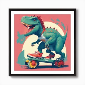 Dinosaur Skateboarder Art Print