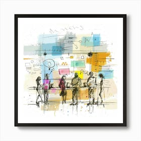 Group Of People At A Table Art Print