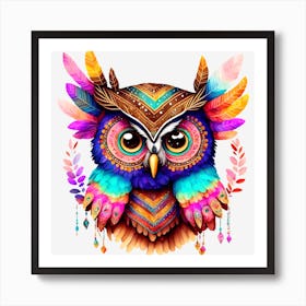 BB Borsa Colorful Owl Art Print