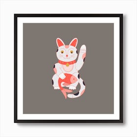 Lucky Cat Square Art Print