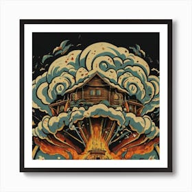 Wooden hut left behind by an atomic explosion 13 Art Print