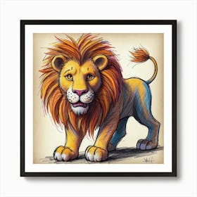 Lion Drawing 12 Art Print