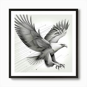 Eagle Fly - Abstract Line Art Illustration 63 Art Print