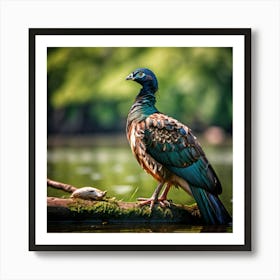 Nut Sharpened Hawk Walnut Feather Brown Drake Blurred Park Peacock Avian Green Duck Pea Art Print