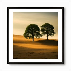 Two Trees In A Field Art Print