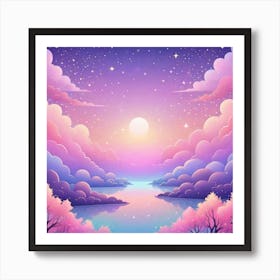 Sky With Twinkling Stars In Pastel Colors Square Composition 94 Art Print