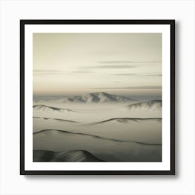 Minimalist background of Mountains In A Serene Horizon Art Print