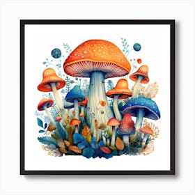 Mushrooms In The Forest 98 Art Print