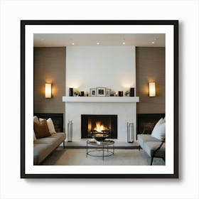 Modern Living Room With Fireplace 24 Art Print