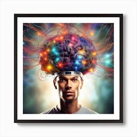 Imagine A Guy Brain Connected With Worldwide Network S And Other People S Minds Which Sends And Communicate With Other People Thoughts And Creates A Scenario Or Images (2) Art Print