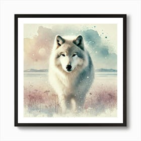 Watercolor Tundras Wolf 3 Art Print