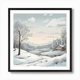 Winter Landscape art print Art Print