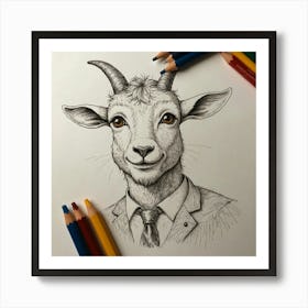 Goat In A Suit Art Print