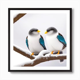 Two Birds Perched On A Branch 8 Art Print