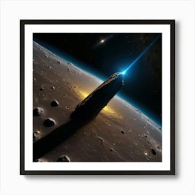 Yellow blue alien artifical monolith sitting on Mars's surface Art Print