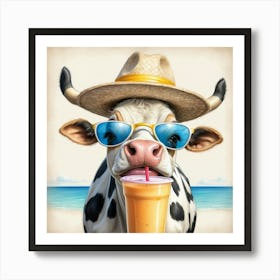 Cow On The Beach 6 Art Print