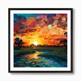 Sunset By The River 4 Art Print