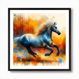 Portrait Of A Horse In Playful Mood 1 Drip Painting Style Art Print