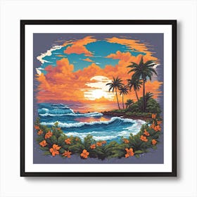 Sunset At The Beach 1 Art Print