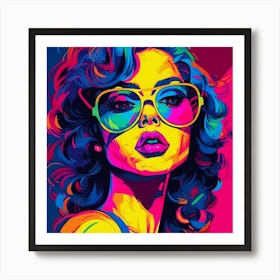 Woman In Colorful Glasses Art Print