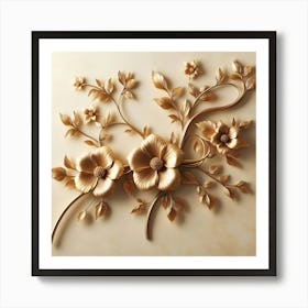 Gold Flower Wall Art Art Print