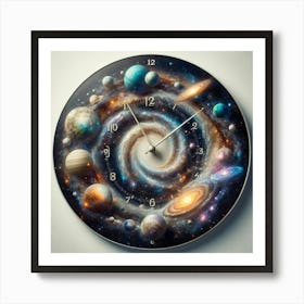 Solar System Wall Clock Art Print